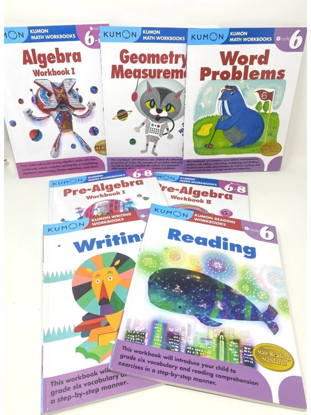 Kumon Grade 6Gr-8Gr Workbooks Common Core And State Standards Aligned 7 Books
